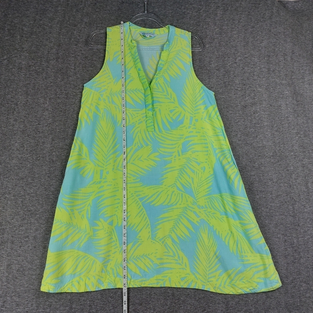 ESCAPADA LIVING WOMEN BRIGHT BLUE GREEN TROPICAL BREEZY SHORT SLEEVELESS DRESS M - Picture 2 of 8